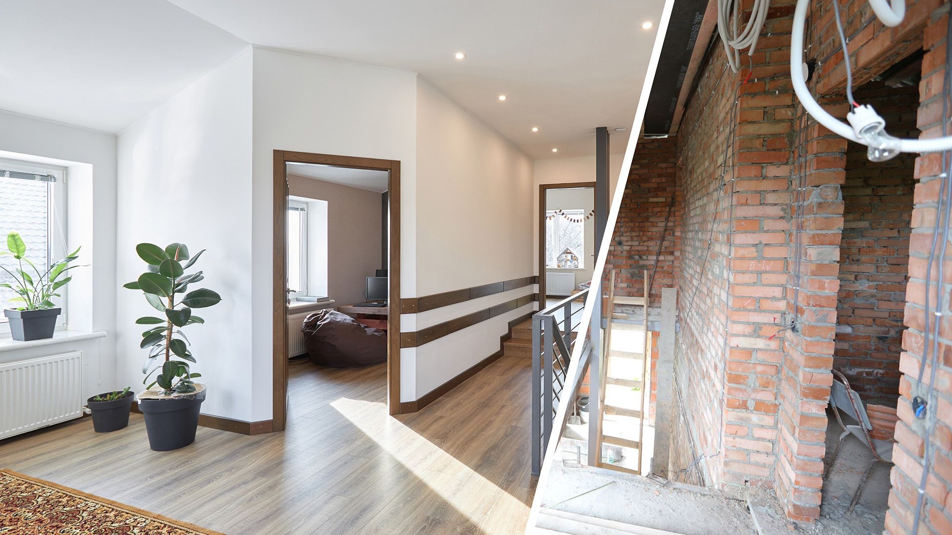 Vorher und nachher einer Wohnung nach dem Umbau