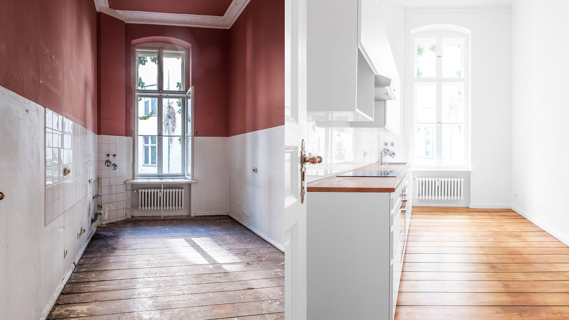 Küche vor und nach der Renovierung